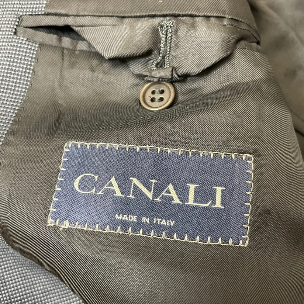 Canali Mens Gray 100% Wool 2 Button Blazer Sport Coat Italy EU 56R, US‎ 46R